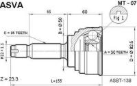 Шрус наружный 30x50x25 Asva MT07 Hyundai / Kia (Mobis): 4951029000 495002D102 495012D100 495012D102 495002D100