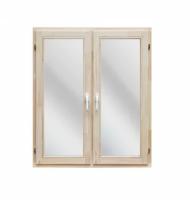 Двухстворчатое деревянное окно со стеклопакетом 1160*1170 мм эконом класса