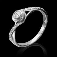 PLATINA jewelry Кольцо из белого золота с Swarovski Zirconia 01-4703-00-502-1120-38, размер 16