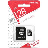 Карта памяти SmartBuy MicroSDXC 128GB UHS-1, Class 10, скорость чтения 90Мб/сек (с адаптером SD)