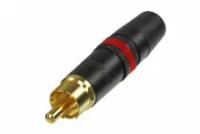 Neutrik Rean NYS373-2 кабельный разъем RCA корпус черный хром, золоченые контакты, красная маркировочная полоса