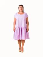 Платье из льна большого размера М.Т.Д., цвет: фиолетовый, размер: 52 / 2XL