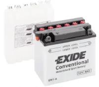 Аккумулятор для мотоцикла и скутера Exide Conventional 8 А/ч 85 А прям. пол. с/зар. с эл. EB7-A (135х75х135) YB7-A YB9-B