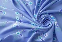 Ткань твил с цветами сиренево-голубой