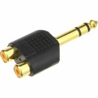 Переходник 2RCA(G)-J6.3 STEREO gold/plastik