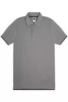 Футболка поло мужская / Blank King / Mens Hit Color Golf Polo Shirt / серый с тёмно-синим / (M)