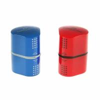 FABER-CASTELL Точилка 3 отверстия с контейнером Faber-Castell TRIO Grip 2001 для стандартных и трёхгранных карандашей, цвет красный/синий
