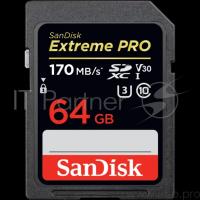 Флеш-накопитель Sandisk Карта памяти Sandisk Extreme Pro Sdxc Card 64GB - 170MB/s V30 Uhs-i U3