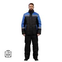 Куртка рабочая зимняя мужская з38-КУ с СОП черная/голубая (размер 64-66, рост 170-176)
