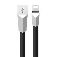 Плоский кабель для iPhone iPad iPod, X4 Zinc Alloy Rhombic Lightning Cable, черный