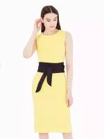 Платье футляр 1001DRESS XL(48) желтое с черным поясом длины мини DM00056yl