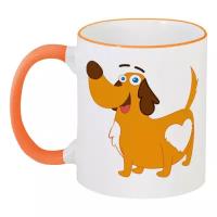 Кружка с цветной ручкой и ободком Собака #2279317 (цвет: оранжевый)