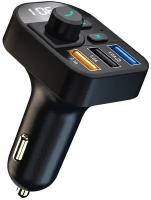 FM трансмиттер модулятор Bluetooth Handsfree GSMIN C10 быстрая зарядка Quick Charge (1А USBx2, 2.1А USB, BT 5.0) громкая связь в авто (Черный)