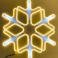 Неоновая светодиодная светящаяся снежинка с бегущими огнями пульсацией 40 см. (Теплый белый)