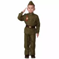 Батик Детская военная форма Солдат в пилотке, зелёный, рост 110 см 8008-110-56