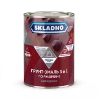 Грунт-эмаль по ржавчине 3 в 1 Skladno, 1,8 кг, коричневая