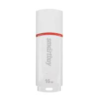 Флешки Smartbuy Флешка Smartbuy Crown White, 16 Гб, USB2.0, чт до 25 Мб/с, зап до 15 Мб/с, белая