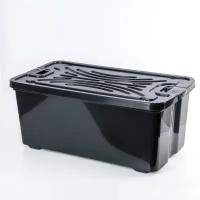 Альтернатива Контейнер для хранения с крышкой, морозостойкий, 75 л, 78×41,5×31 см, цвет чёрный