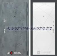 Дверь Лабиринт Бетон 24 - Белый софт металлическая (Сторона открывания: Правая, Размер короба - 960*2050 мм)