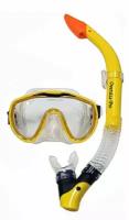 Комплект для дайвинга и подводного плавания маска Оверсайз Про + трубка 327SS, силикон, желтый