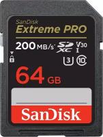 Карта памяти SanDisk Extreme Pro SDXC 64GB UHS-I U3 V30 R200/W90MB/s (SDSDXXU-064G-GN4IN)