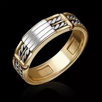 PLATINA jewelry Мужское кольцо из комбинированного золота без камней 01-5215-00-000-1121-48, размер 22