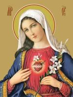 Икона на дереве ручной работы - Святое Сердце Марии, 15x20x1,8 см, арт Ид3243