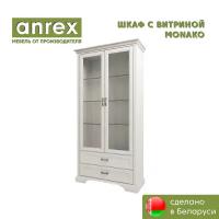 Шкаф с витриной 2V2S MONAKO, Сосна винтаж / дуб анкона, Anrex 2137/1074/390