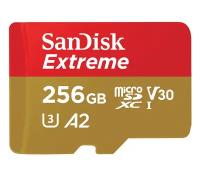 Карта памяти SanDisk MicroSDXC 256GB Class10 Extreme UHS-I 160MB/s A2 V30 U3, без адаптера