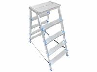 Стремянка LadderBel 5 ступеней двухстороняя с широкой площадкой Aluminum