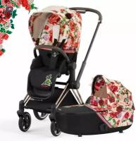 Универсальная коляска Cybex Priam IV 2 в 1, FE Spring Blossom Light/rose gold, цвет шасси: золотистый