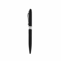 Ручка шариковая, автоматическая, корпус чёрный с серыми вставками