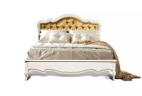 Двуспальная кровать Трио, белая эмаль с золотой патиной, 160х200 см