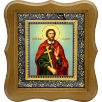 Иоанн Сочавский великомученик. Икона на холсте. (10 х 12 см / В фигурном киоте под стеклом)