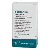 Вентолин 100мкг/доза 200доз аэр. д/инг. дозир