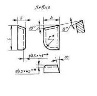 Пластина 06140 Т5К10 левая (20х18х6х10х18гр) (для подр. и расточных резцов под глухие отв.) (шт)