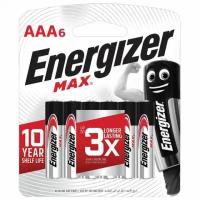 Батарейки комплект 6 шт., ENERGIZER Max, AAA (LR03, 24А), алкалиновые, мизинчиковые, блистер, E301532701