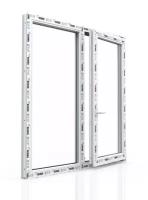 Пластиковое окно ПВХ REHAU BLITZ 1000х1200 мм (ВхШ), двухстворчатое, глухое левое / поворотно-откидное правое, двухкамерный стеклопакет, белое