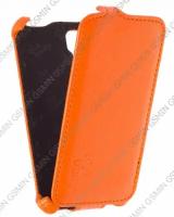 Кожаный чехол для Explay Onyx Aksberry Protective Flip Case (Оранжевый)