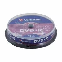 Диски DVD+R (плюс) VERBATIM 4,7 Gb 16x, комплект 10 шт., Cake Box, 43498 (цена за 1 ед.товара)