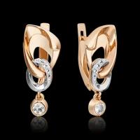 PLATINA jewelry Серьги из комбинированного золота с топазом 02-4844-00-201-1111