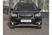 Защита переднего бампера d63 волна-d42 прямая Forester Subaru 2016-2018