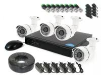 Комплект видеонаблюдения на 4 камеры 4k-8mp - KDM 053-8 и SKY-2704-8M - видеонаблюдение с удаленным доступом для дачи в подарочной упаковке