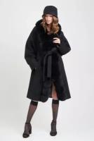 EKATERINA ZHDANOVA Пальто с планкой из меха в цвете Красивый Черный размер 42/44SAW