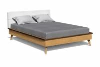 Двуспальная кровать Elva с мягким изголовьем | графит/бейц-масло | 160x200 см