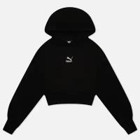 Женская толстовка Puma Classics Fleece Cropped Hoodie чёрный, Размер XS