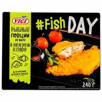 Минтай Vici Fish Day филе порции в нежном кляре обжаренные замороженные, 240г