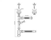 Сифон двухчашевой мойки без перелива, ESQ-2SP