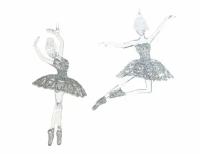 Набор ёлочных украшений-подвесок хрустальные балерины, акрил, серебряные, 15 см (2 шт.), Koopman International
