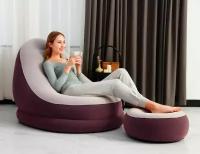 Надувное кресло Comfort Cruiser Inflate-A-Chair, бордовый, 121х100х86 см, с пуфиком 54х54х26 см, BestWay